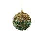 Bead Encrusted Bauble -Gold/Green - 11cm