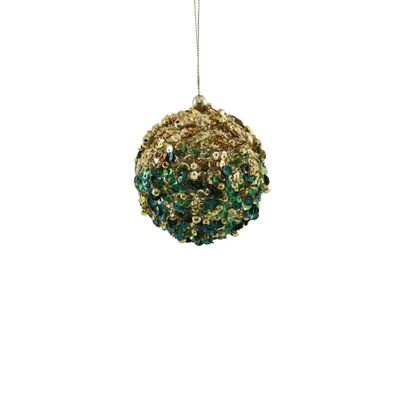 Small Bead Encrusted Bauble - Gold/Green -