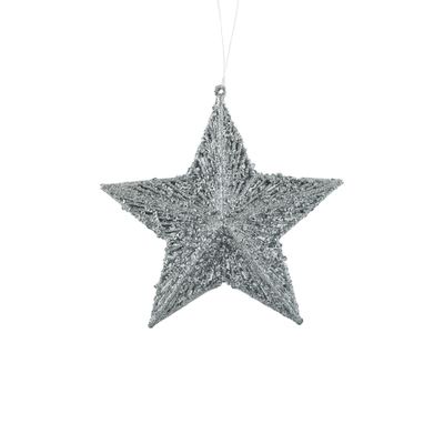 Glitter Star Hanging Decoration - Silver 15cm