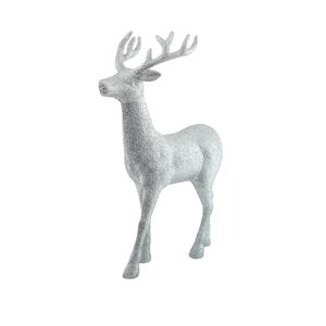 Glitter Standing Reindeer - Silver - 45cm