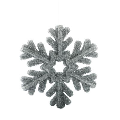 Glitter Snowflake Hanging Decoration - Silver - 37cm