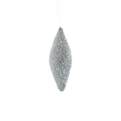 Glitter Drop Hanging Decoration - Silver - 18cm