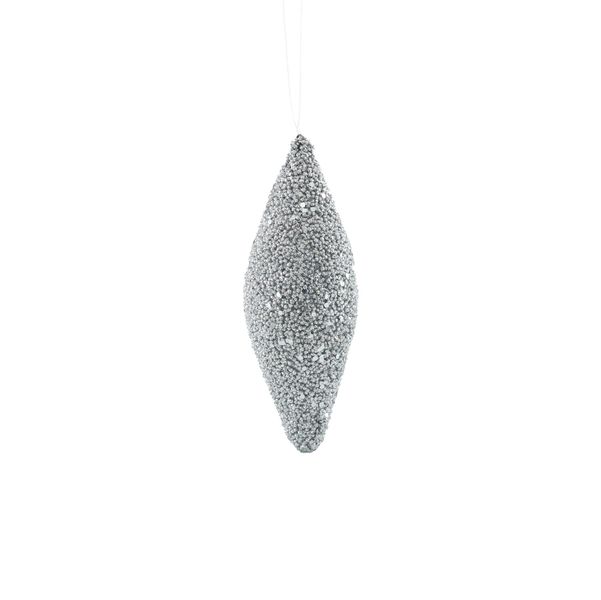 Glitter Drop Hanging Decoration - Silver - 18cm