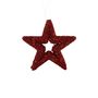 Glitter Open Star Hanging Decoration - Red - 13cm