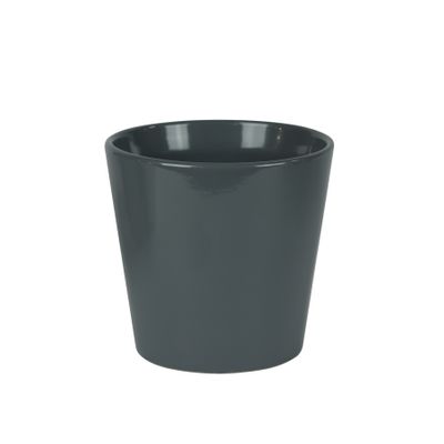 Hortus Vienna Ceramic Pot - Glossy Grey - Dia14 x H15cm