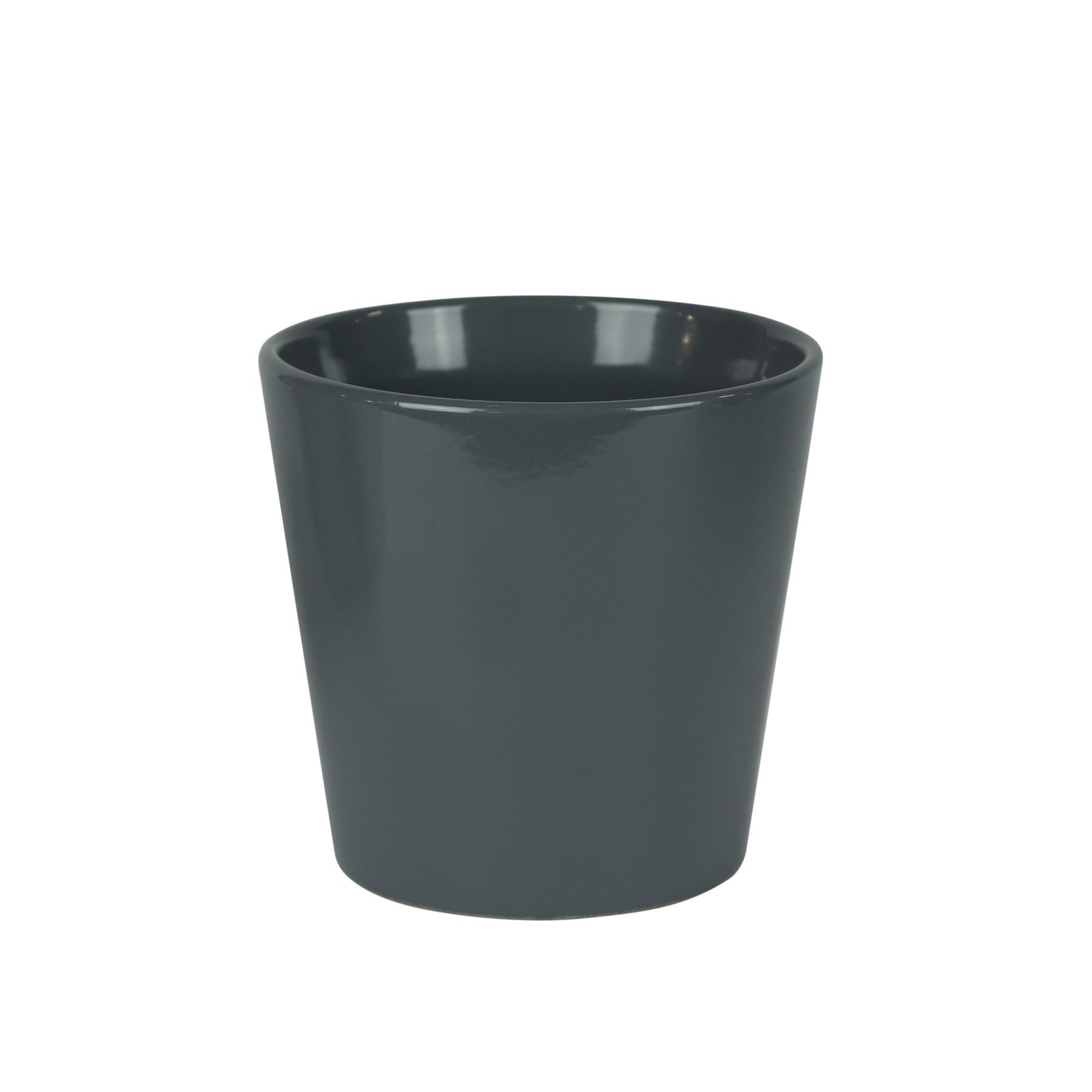 Hortus Vienna Ceramic Pot - Glossy Grey - Dia14 x H15cm
