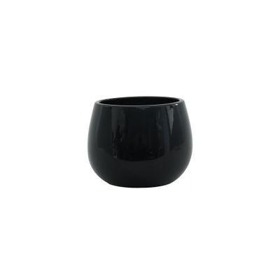 Hortus London Ceramic Pot - Glossy Black - Dia14 x H11cm