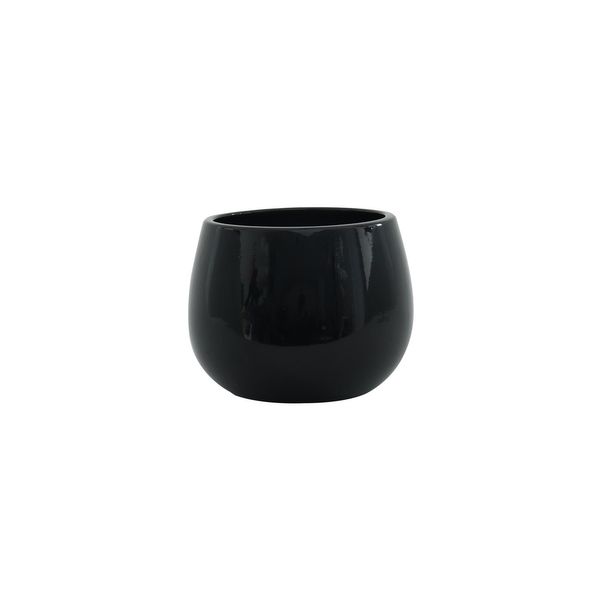 Hortus London Ceramic Pot - Glossy Black - Dia14 x H11cm
