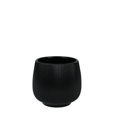 Hortus Lisbon Ceramic Pot - Matt Black - Dia12.5 x 13cm
