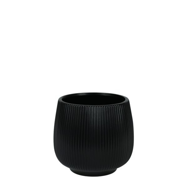 Hortus Lisbon Ceramic Pot - Matt Black - Dia12.5 x 13cm