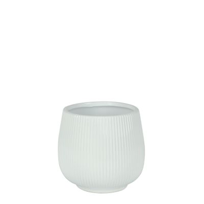 Hortus Lisbon Ceramic Pot - Glossy White - Dia12.5 x 13cm