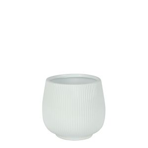 Hortus Lisbon Ceramic Pot - Glossy White - Dia12.5 x 13cm