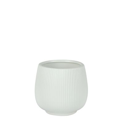 Hortus Lisbon Ceramic Pot - Matt White - Dia12.5 x 13cm