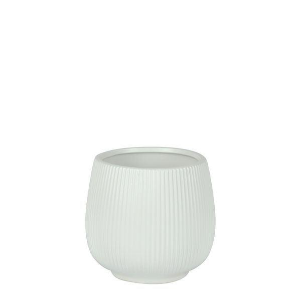 Hortus Lisbon Ceramic Pot - Matt White - Dia12.5 x 13cm