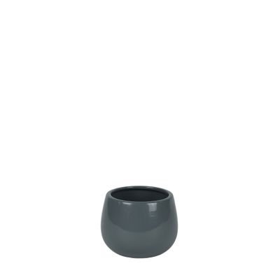 Hortus London Ceramic Pot - Glossy Grey - Dia9 x H7cm