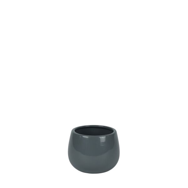 Hortus London Ceramic Pot - Glossy Grey - Dia9 x H7cm