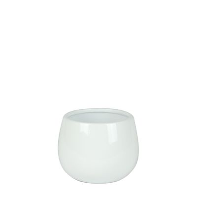 Hortus London Ceramic Pot - Glossy White - Dia14 x H11cm