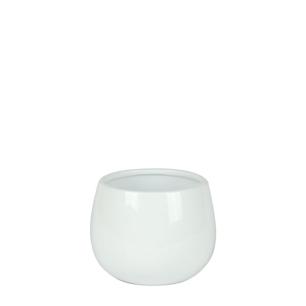 Hortus London Ceramic Pot - Glossy White - Dia14 x H11cm