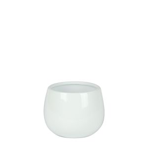 Hortus London Ceramic Pot - Glossy White - Dia14 x H11cm