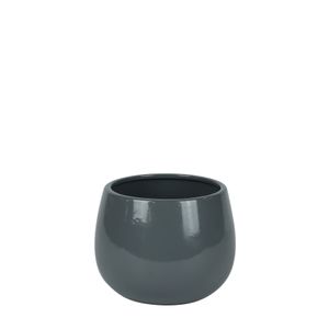 Hortus London Ceramic Pot - Glossy Grey - Dia14 x H11cm