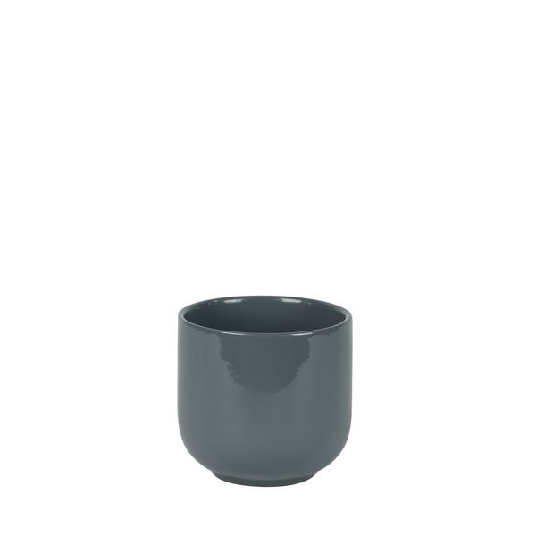 Hortus Havana Ceramic Pot - Glossy Grey - Dia12 x H11cm