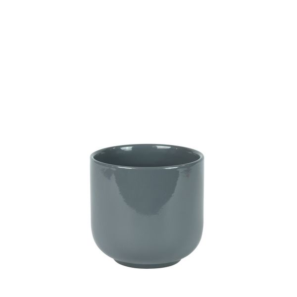 Hortus Havana Ceramic Pot - Glossy Grey - Dia14 x H13cm