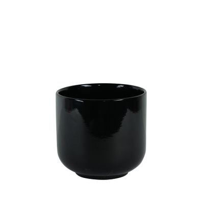Hortus Havana Ceramic Pot - Glossy Black - Dia16 x H15cm