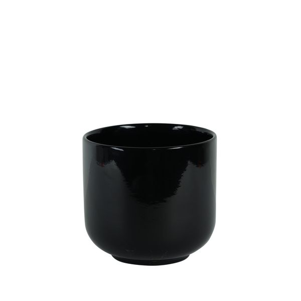 Hortus Havana Ceramic Pot - Glossy Black - Dia16 x H15cm