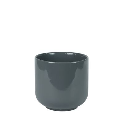 Hortus Havana Ceramic Pot - Glossy Grey - Dia16 x H15cm