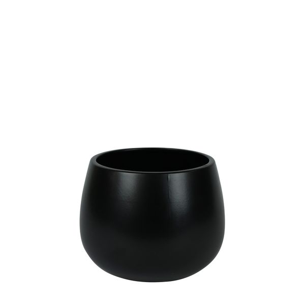 Hortus London Ceramic Pot - Glossy Black - Dia16.5 x H13cm