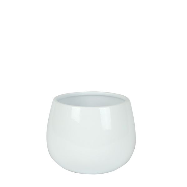 Hortus London Ceramic Pot - Glossy White - Dia16.5 x H13cm
