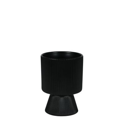 Hortus Oslo Ceramic Pot - Matt Black - Dia11.5 x 15cm