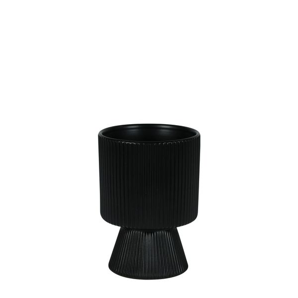 Hortus Oslo Ceramic Pot - Matt Black - Dia11.5 x 15cm