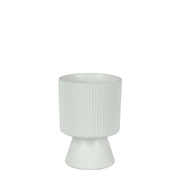 Hortus Oslo Ceramic Pot -Matt White - Dia11.5 x 15cm