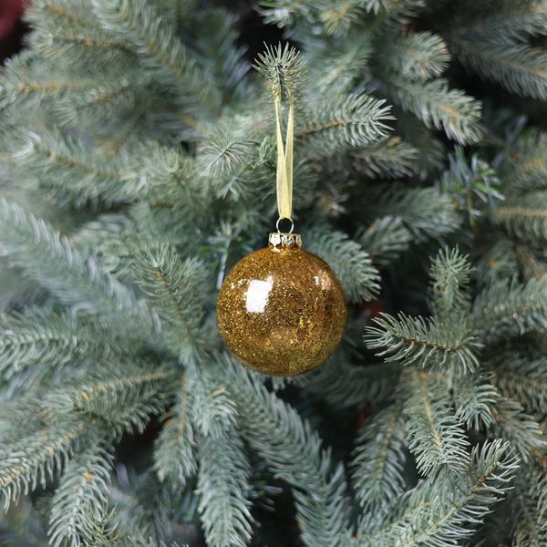 Glass Soleo Bauble - Antique Gold - 8cm