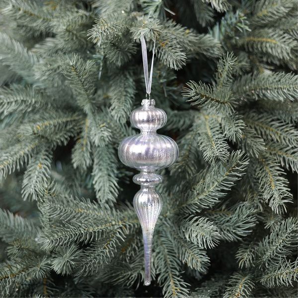 Glass Elegance Finial - Silver - 8 x 24cm