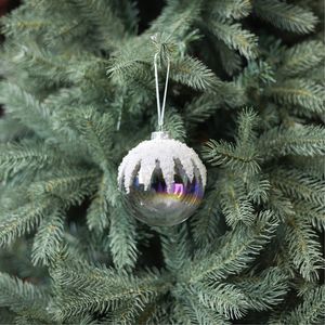 Glass Snowcap Bauble - White/Irridescent - 10cm