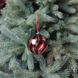 Glass Amaroso Bauble - Clear/Red - 9cm