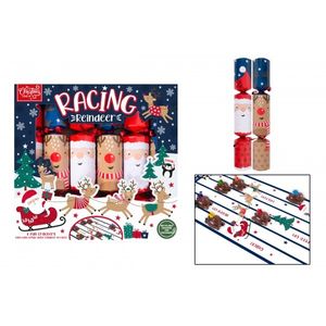 6 Racing Reindeer 12" Crackers