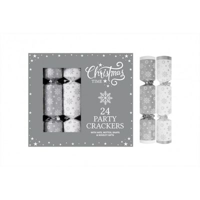 24 Pk 9" Silver Stars Cracker Party Box