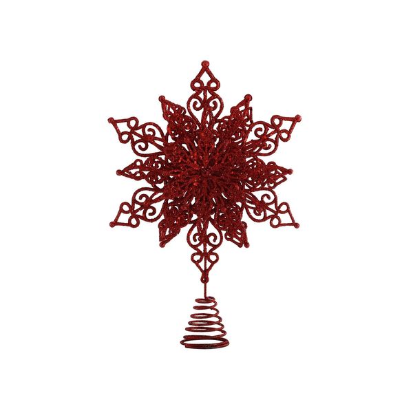 Glitter Snowflake Tree Topper - Red - 32cm