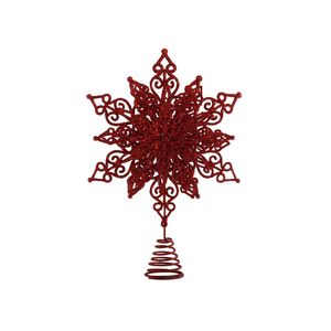 Glitter Snowflake Tree Topper - Red - 32cm