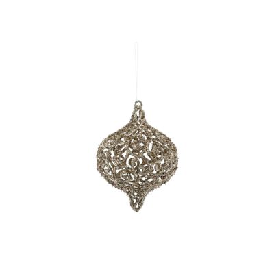 Filigree Glitter Onion Hanging Decoration - Gold - 18cm