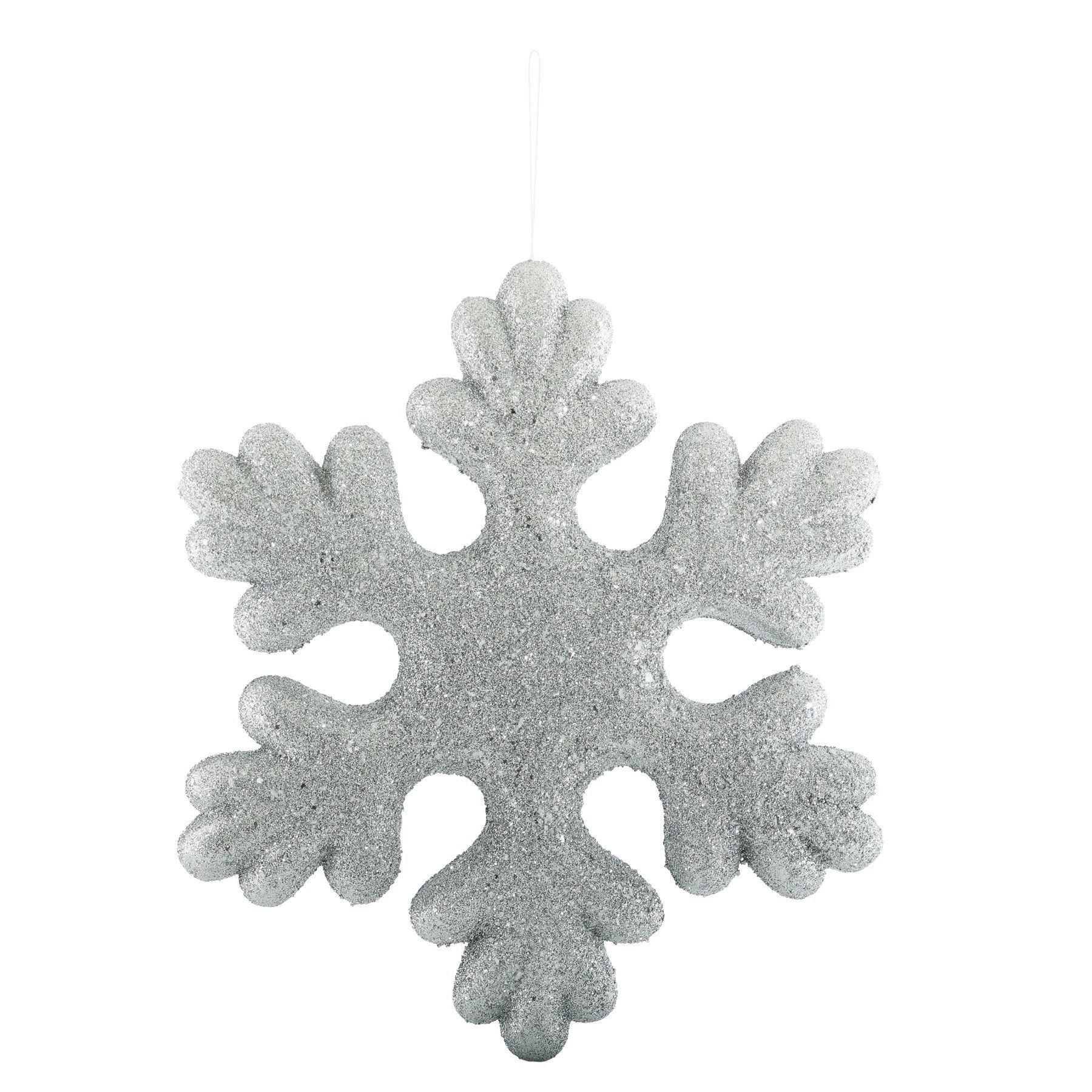 Glitter Snowflake Hanging Decoration - Silver - 36cm