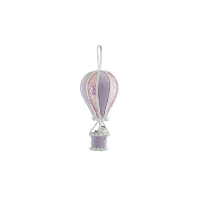 Medium Hot Air Balloon with Santa - Hanging Decoration - Pink / Lilac -  12cm