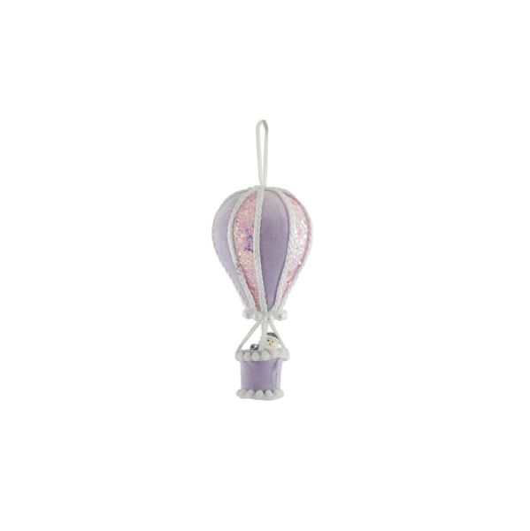 Medium Hot Air Balloon with Santa - Hanging Decoration - Pink / Lilac -  12cm