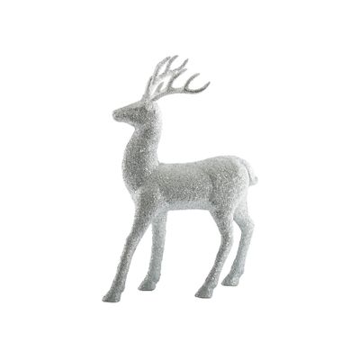 Glitter Standing Reindeer - Silver - 32cm