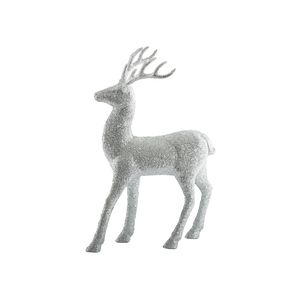 Glitter Standing Reindeer - Silver - 32cm