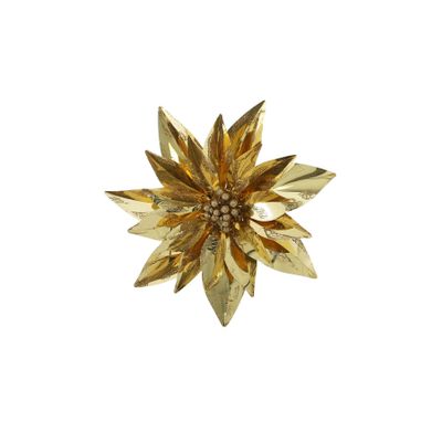 Metallic Clip Poinsettia - Gold - 23cm 