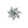 Metallic Clip Poinsettia - Silver - 23cm 